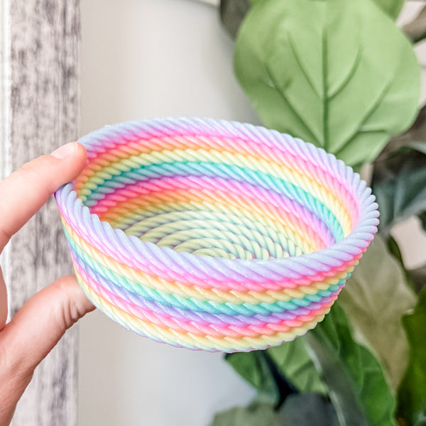 Medium Rope Craft Bowl - Rainbow GLOW