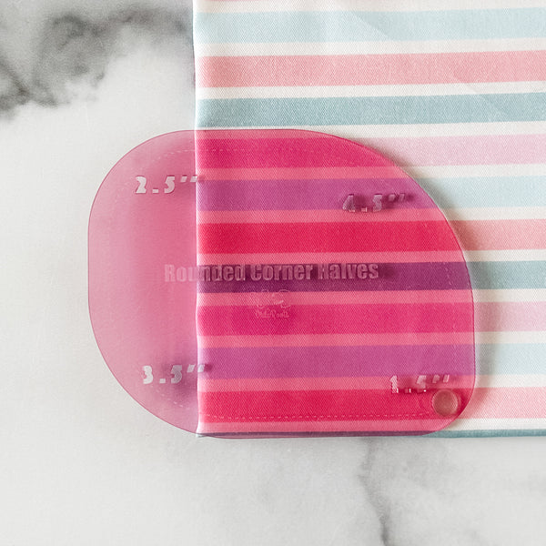 1-2-3-4 HALVES Inch Rounded Corners  - Pink -  Acrylic Template