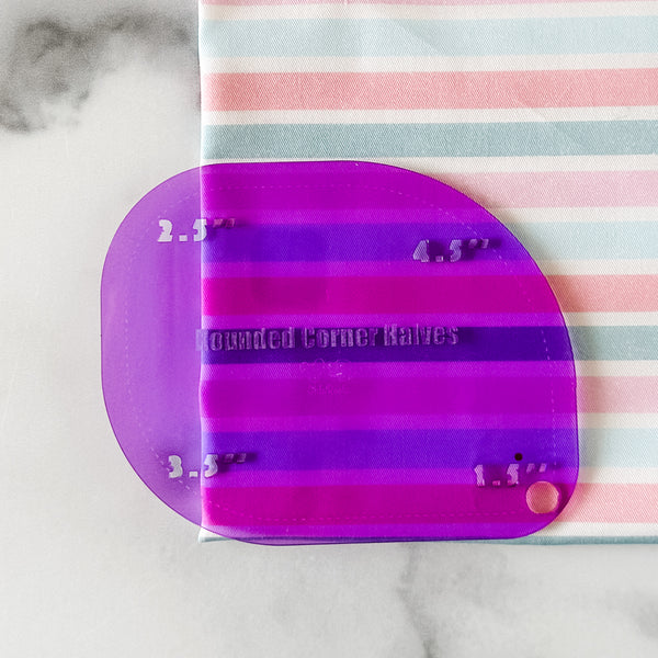 1-2-3-4 HALVES Inch Rounded Corners  - Purple -  Acrylic Template