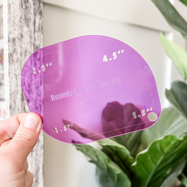 1-2-3-4 HALVES Inch Rounded Corners  - Purple -  Acrylic Template