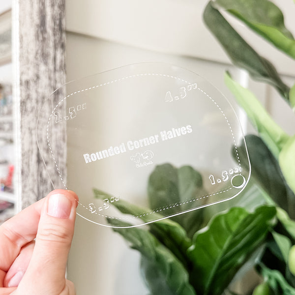 1-2-3-4 HALVES Inch Rounded Corners  - Clear -  Acrylic Template