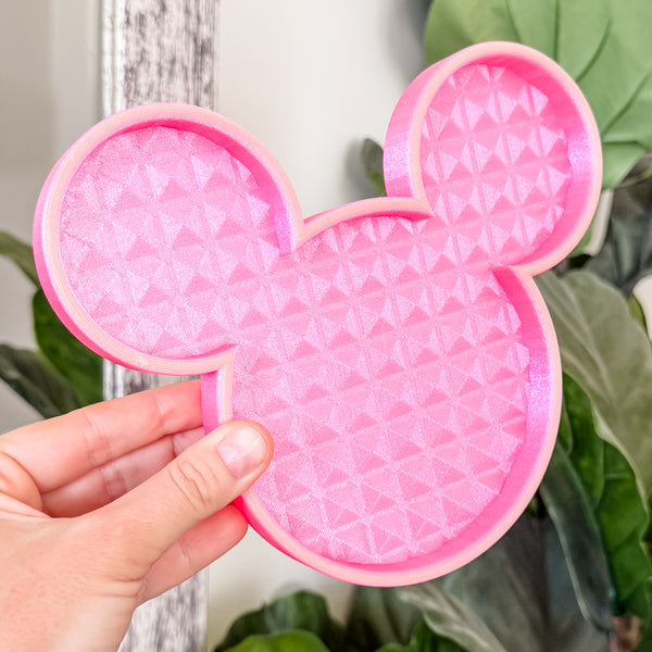 Mouse Craft Tray - Pyramid Base with Grips - Hot Pink GLOW Top