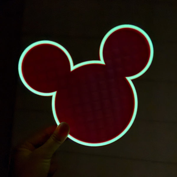 Mouse Craft Tray - Pyramid Base with Grips - Hot Pink GLOW Top