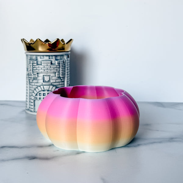 Large Pumpkin Craft Bowl - Matte Rainbow - Orange and Pink - Designed by Newt!