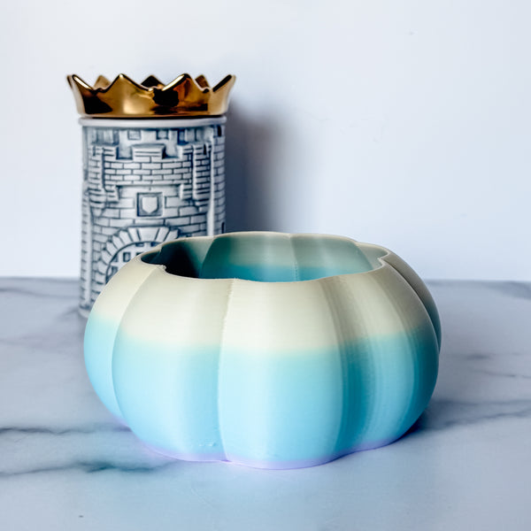 Large Pumpkin Craft Bowl - Matte Rainbow - Blue and Green - Designed by Newt!