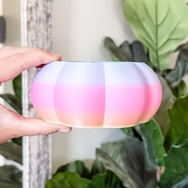 Large Pumpkin Craft Bowl - Matte Rainbow - Pink and Purple - Designed by Newt!