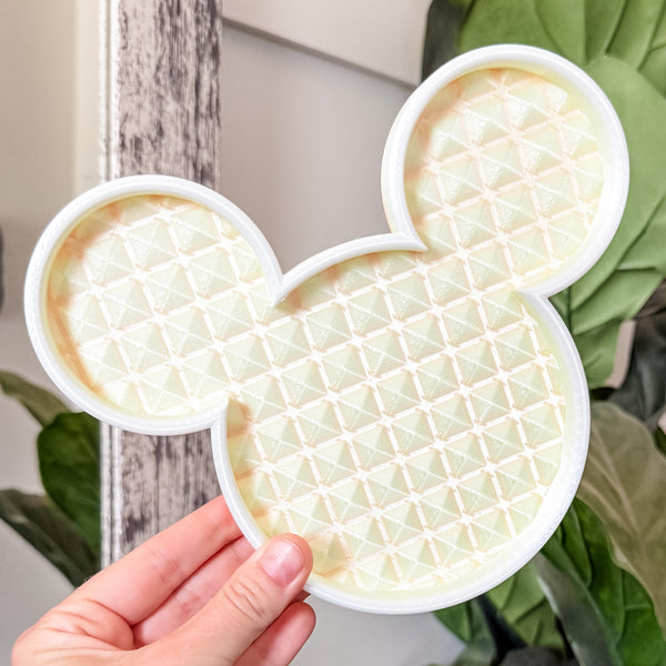 Mouse Craft Tray - Pyramid Base with Grips - Dewey Pastel Rainbow - Lemon Sherbet