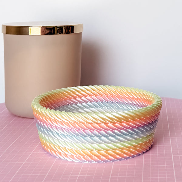Medium Rope Craft Bowl - Dewey Pastel Rainbow