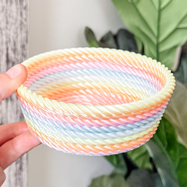 Medium Rope Craft Bowl - Dewey Pastel Rainbow