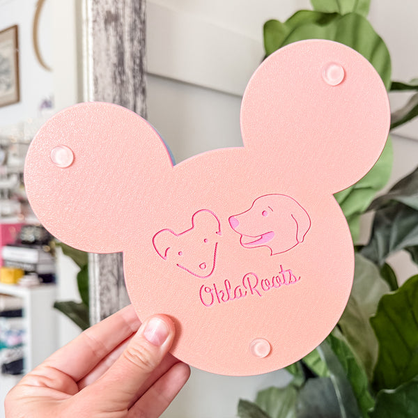 Mouse Craft Tray - Pyramid Base with Grips - Matte Pastel Rainbow - Berry Sherbet