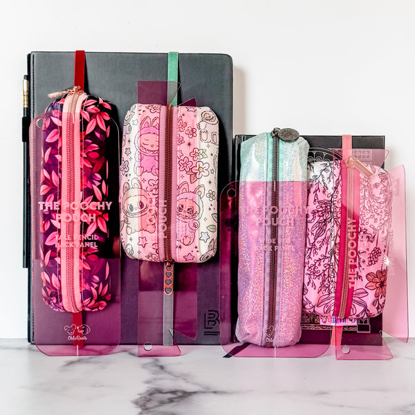 Poochy Pouch - Two Sizes - Set of 4 - Pink -  Acrylic Template