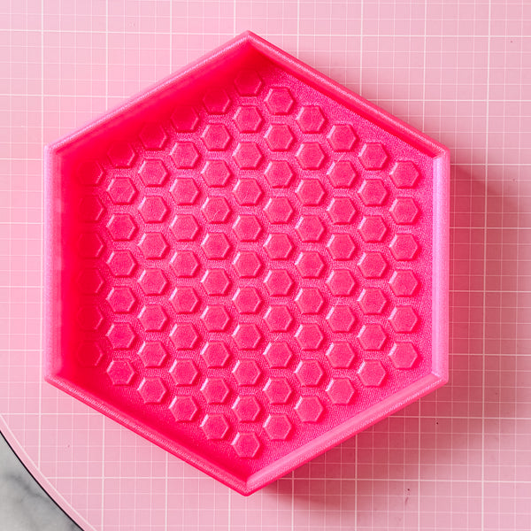 Hexagon Craft Tray - Honeycomb Base with Grips - Hot Pink