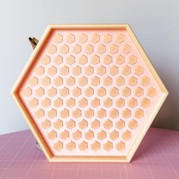 Hexagon Craft Tray - Honeycomb Base with Grips - Dewey Pastel Rainbow - Peach