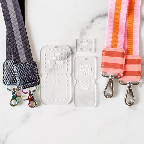 SQUARED Fancy Straps - Size 1.5" - Clear - Set of 3 - Acrylic Template