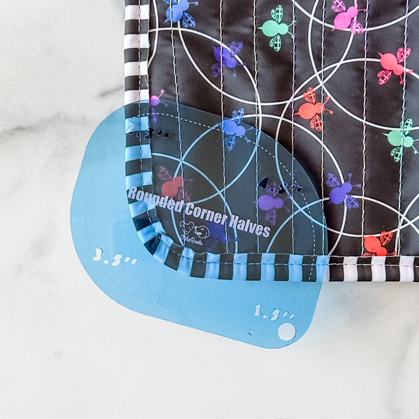 1-2-3-4 HALVES Inch Rounded Corners  - Blue -  Acrylic Template