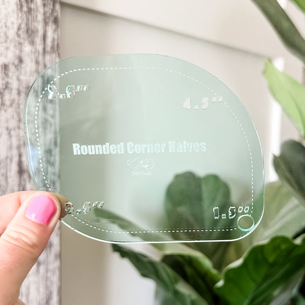 1-2-3-4 HALVES Inch Rounded Corners  - Light Green -  Acrylic Template