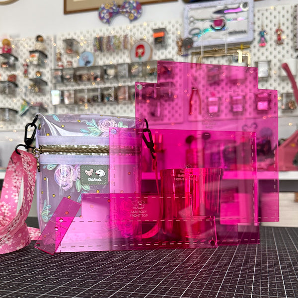 Babi Boxy Pouch and Crossbody  - Set of 4 - Magenta - Acrylic Template