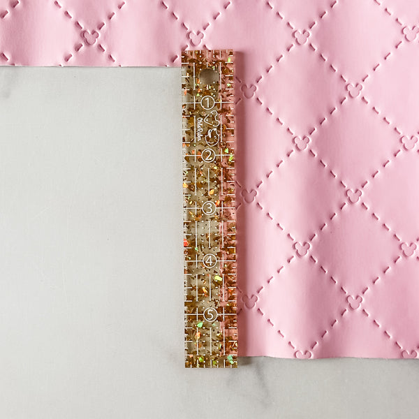 Gold Foil Flake OklaRuler : 1" x 6" Clear Ruler