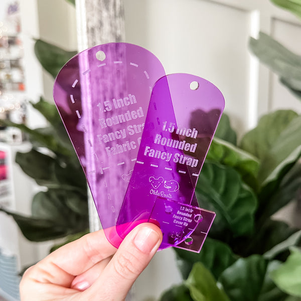 Rounded Fancy Straps - Size 1.5" - Purple - Set of 3 - Acrylic Template