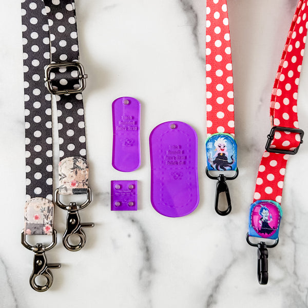 Rounded Fancy Straps - Size 1" - Purple - Set of 3 - Acrylic Template