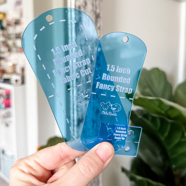 Rounded Fancy Straps - Size 1.5" - Blue - Set of 3 - Acrylic Template