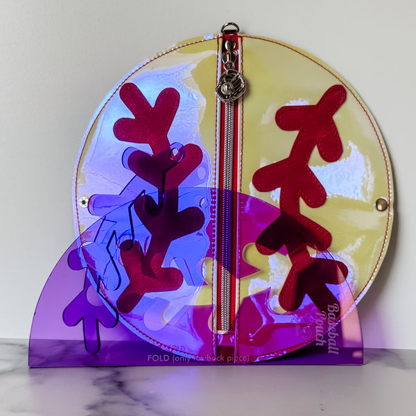 Baseball Zip Pouch With Applique - Purple -  Acrylic Template