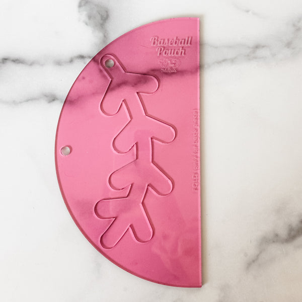 Baseball Zip Pouch With Applique - Pink -  Acrylic Template