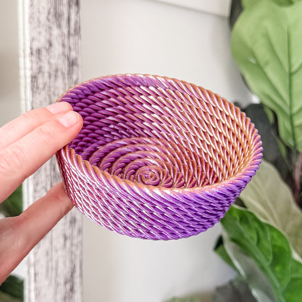 Medium Rope Craft Bowl - Purple and Gold
