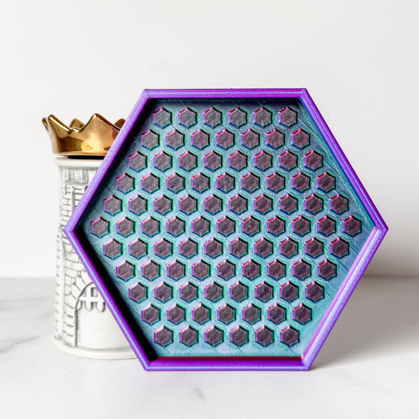 Hexagon Craft Tray - Honeycomb Base with Grips - Purple Chrome