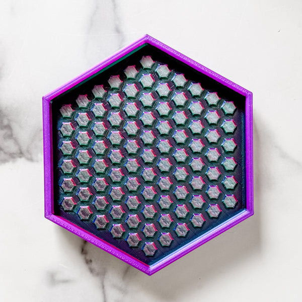 Hexagon Craft Tray - Honeycomb Base with Grips - Purple Chrome