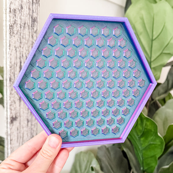 Hexagon Craft Tray - Honeycomb Base with Grips - Purple Chrome