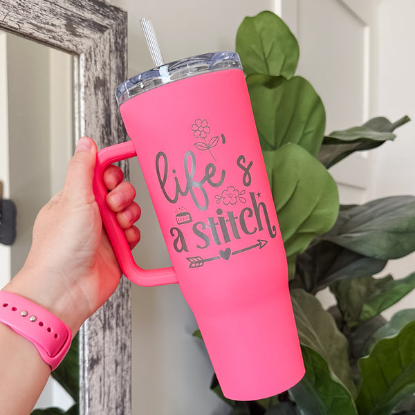 Life's A Stitch - Paradise Punch - Corkcicle 40oz Cruiser With Plastic Straw
