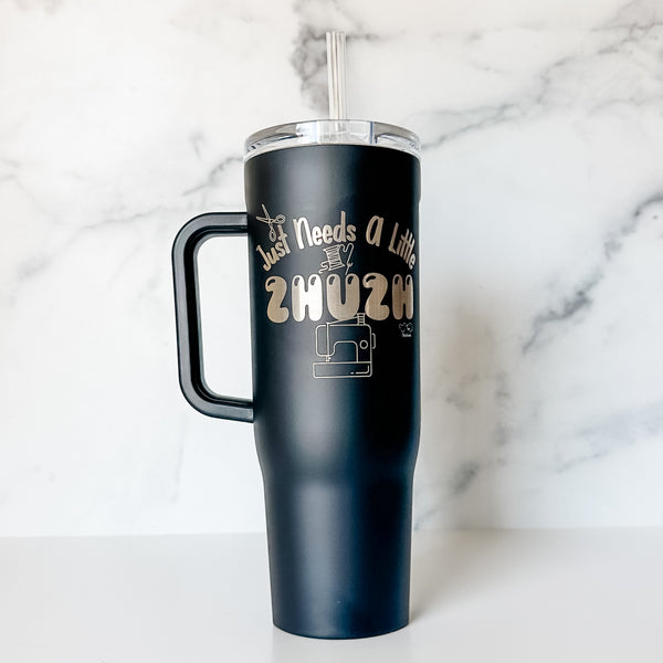 Zhuzh - Matte Black - Corkcicle 40oz Cruiser With Plastic Straw