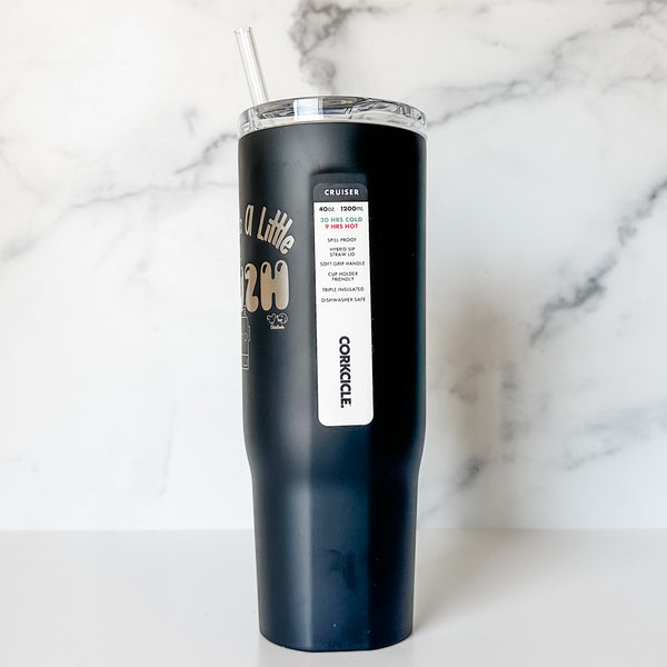 Zhuzh - Matte Black - Corkcicle 40oz Cruiser With Plastic Straw