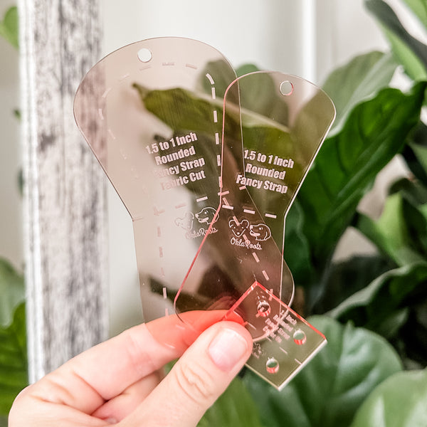 Rounded Fancy Straps - Size 1.5" Webbing To 1" Hook - Rose Gold - Set of 3 - Acrylic Template