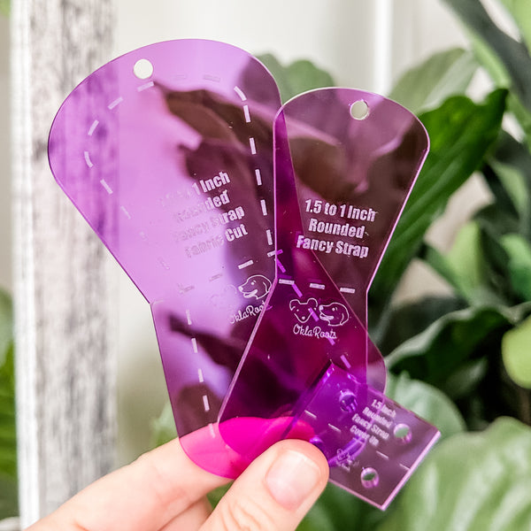 Rounded Fancy Straps - Size 1.5" Webbing To 1" Hook - Purple - Set of 3 - Acrylic Template
