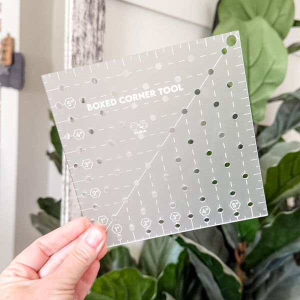 Boxed Corner Tool - Square - Half Inch Markings - 6" x 6"  - Frost -  Acrylic Template
