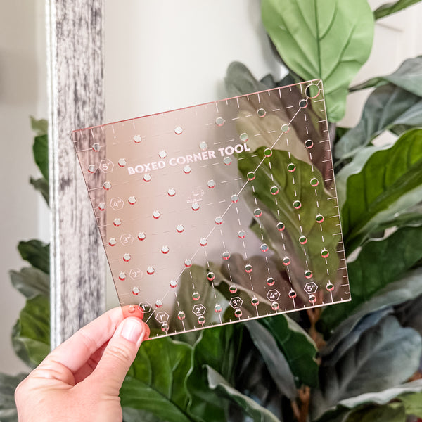 Boxed Corner Tool - Square - Half Inch Markings - 6" x 6"  - Rose Gold -  Acrylic Template