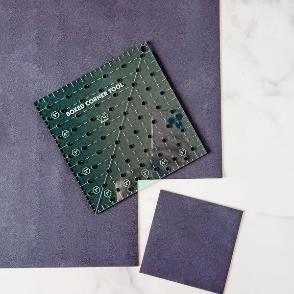 Boxed Corner Tool - Square - Half Inch Markings - 6" x 6"  - Light Green -  Acrylic Template