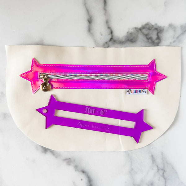 Star Zipper Accent Template - Purple - 3 Sizes Available