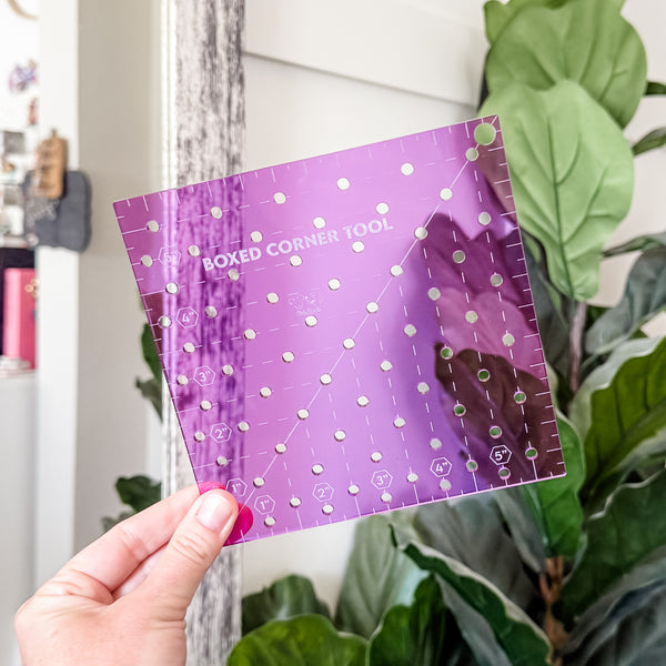 Boxed Corner Tool - Square - Half Inch Markings - 6" x 6"  - Purple -  Acrylic Template