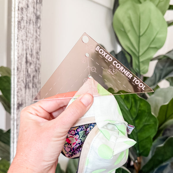 Boxed Corner Tool - Triangle - Half Inch Markings - 3" Deep  - Rose Gold -  Acrylic Template