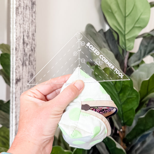 Boxed Corner Tool - Triangle - Half Inch Markings - 3" Deep  - Clear -  Acrylic Template