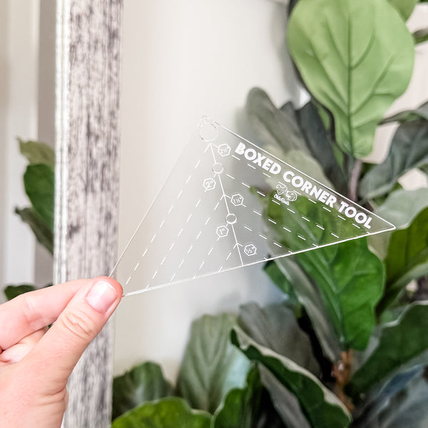Boxed Corner Tool - Triangle - Half Inch Markings - 3" Deep  - Clear -  Acrylic Template