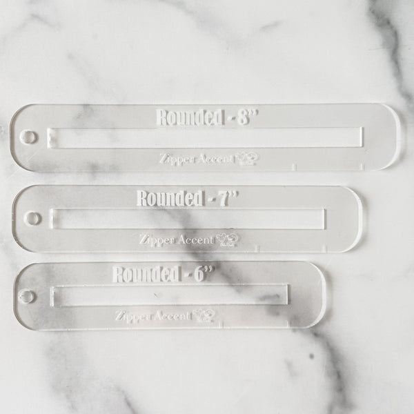 Rounded Zipper Accent Template - Clear - 3 Sizes Available