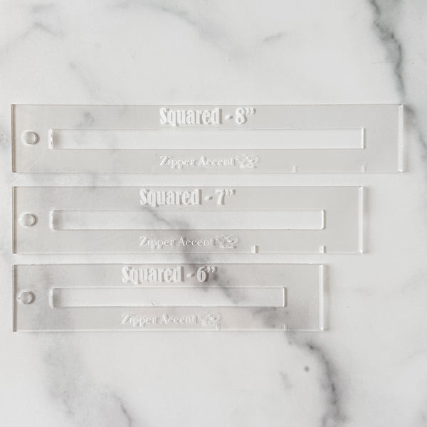 Square Zipper Accent Template - Clear - 3 Sizes Available