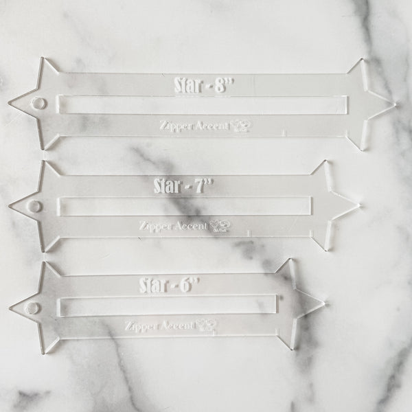 Star Zipper Accent Template - Clear - 3 Sizes Available