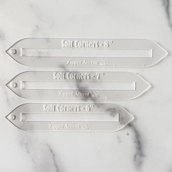 Soft Corners Zipper Accent Template - Clear - 3 Sizes Available