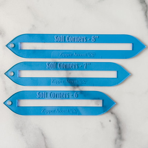 Soft Corners Zipper Accent Template - Blue - 3 Sizes Available