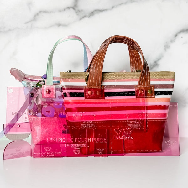 Mini Picnic Pouch / Purse Acrylic Templates - Pink - Set of 6